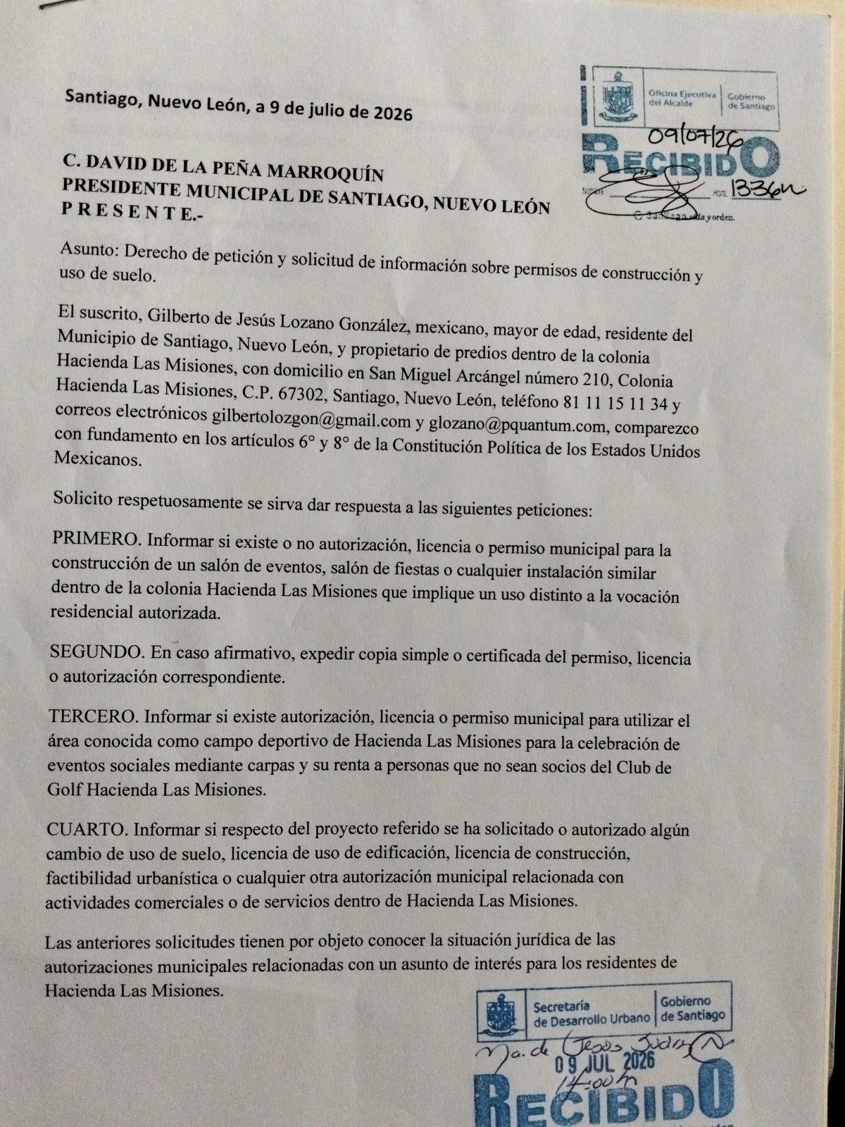 BOLETÍN a PROPIETARIOS HACIENDA LAS MISIONES; EL MUNICIPIO CONFIRMA QUE NO EXISTE PERMISO PARA UN SALÓN DE&nbsp;FIESTAS